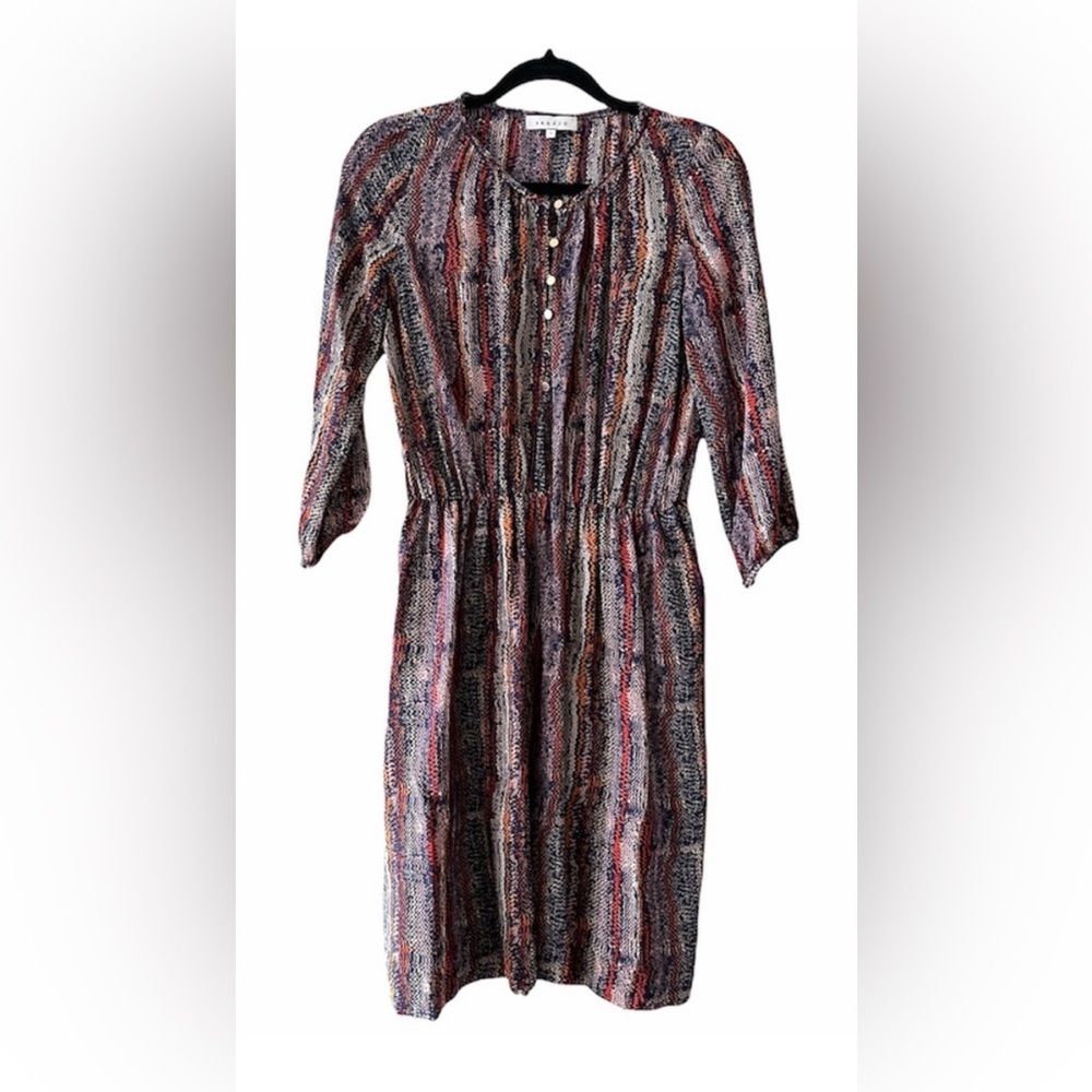 Sandro Multicolor Silk Long Sleeve Dress size 3 EUC